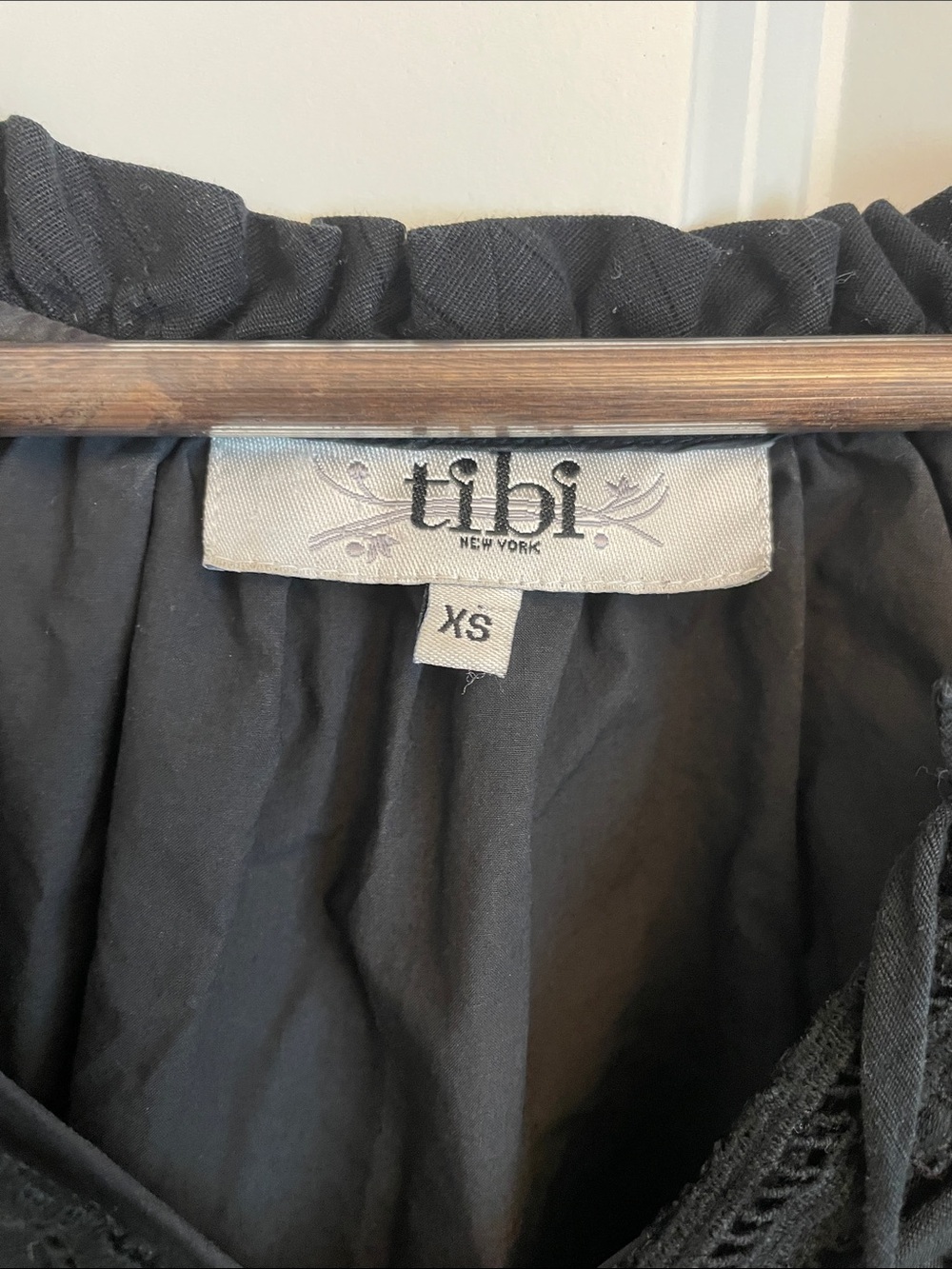 Tibi Black Mini Dress with Lace Trim - Picture 4 of 4